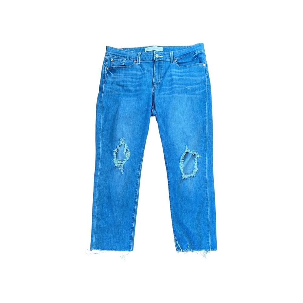 Signature Levi‎ Strauss Mid Rise Boyfriend Distressed Ripped Jeans